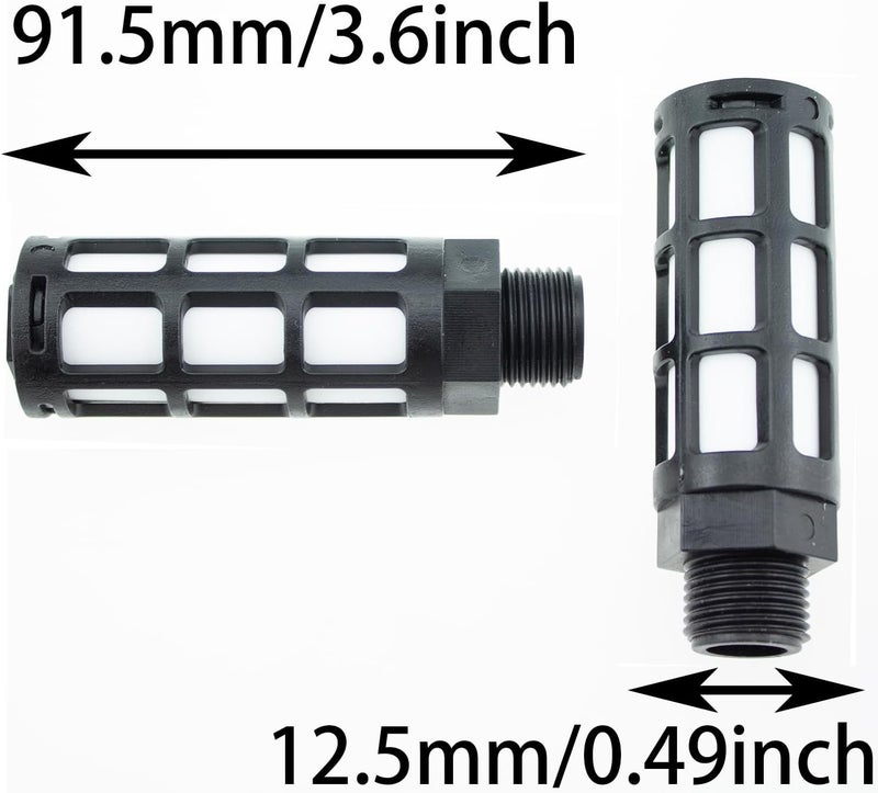 TAODAN 5pcs Plastic Exhaust Air Silencer, 1/2" Air Line Pneumatic Muffler Black Air Compressor Fitting - Image 4